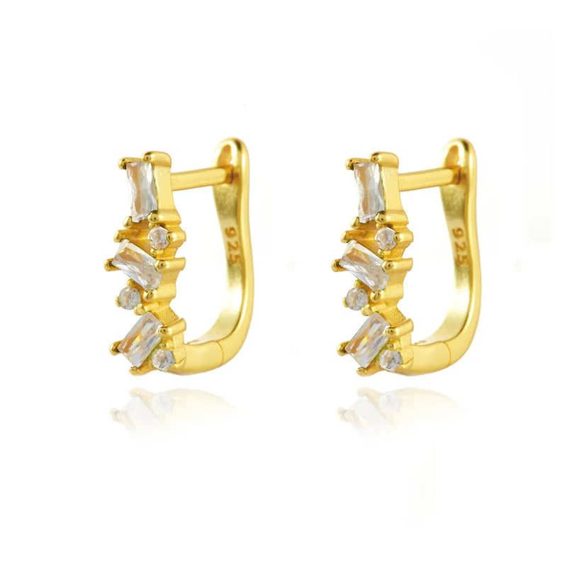 925 Silver Micro-inlaid Zircon U-shaped Hoop Earrings for Women
