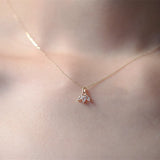 925 Silver Three Horse Eye Crystal Pendant Necklace for Women