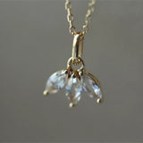 925 Silver Three Horse Eye Crystal Pendant Necklace for Women