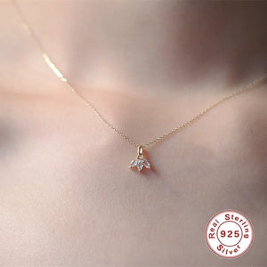 925 Silver Three Horse Eye Crystal Pendant Necklace for Women