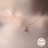 925 Silver Three Horse Eye Crystal Pendant Necklace for Women