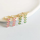 925 Silver Leaf Zircon Hoop Earrings European Style