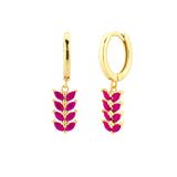 925 Silver Leaf Zircon Hoop Earrings European Style