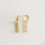 925 Silver Leaf Zircon Hoop Earrings European Style