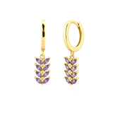 925 Silver Leaf Zircon Hoop Earrings European Style