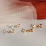 925 Silver Light Orange Zircon Stud Earrings for Women