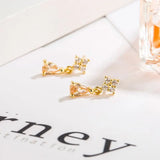 925 Silver Light Orange Zircon Stud Earrings for Women