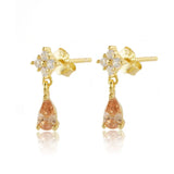 925 Silver Light Orange Zircon Stud Earrings for Women