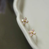925 Silver Pink Zircon Cross Studs for Girl