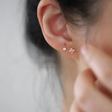 925 Silver Pink Zircon Cross Studs for Girl