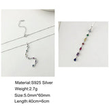 925 Silver Long Tassel Necklace Colorful Gemstone Fine Jewelry