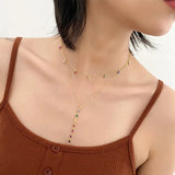 925 Silver Long Tassel Necklace Colorful Gemstone Fine Jewelry