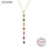 925 Silver Long Tassel Necklace Colorful Gemstone Fine Jewelry