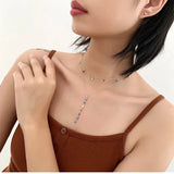 925 Silver Long Tassel Necklace Colorful Gemstone Fine Jewelry