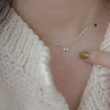 925 Silver Love Bowknot Necklace Japanese Sweet Pendant Chain Gift