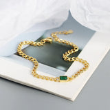 925 Silver Green Zircon Bracelet Metal Tank Chain Jewelry