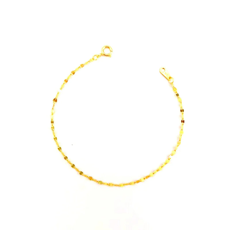 925 Silver Geometric Corrugated Chain Bracelet 14K Plated Women Gift
