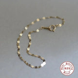 925 Silver Geometric Corrugated Chain Bracelet 14K Plated Women Gift