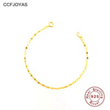 925 Silver Geometric Corrugated Chain Bracelet 14K Plated Women Gift