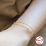 925 Silver Geometric Corrugated Chain Bracelet 14K Plated Women Gift