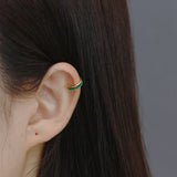 925 Silver Multicolor Crystal Zircon Clip Earrings C-shaped Clip