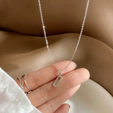 925 Silver Geometric Zircon Pendant Necklace 14k Plated Chain