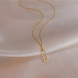 925 Silver Geometric Zircon Pendant Necklace 14k Plated Chain