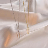 925 Silver Geometric Zircon Pendant Necklace 14k Plated Chain