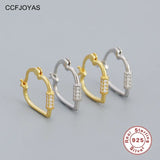 925 Silver Peach Heart Hoop Earrings Geometric Heart Shape Fine Jewelry
