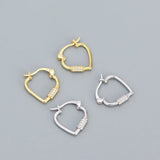 925 Silver Peach Heart Hoop Earrings Geometric Heart Shape Fine Jewelry
