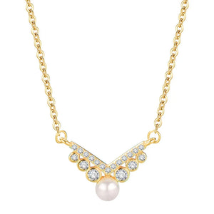 925 Silver Pearl Necklace V-shaped Clavicle Chain