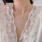 925 Silver Pearl Necklace V-shaped Clavicle Chain