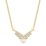 925 Silver Pearl Necklace V-shaped Clavicle Chain