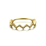 925 Silver Plated V-Shaped Wave Ring with Zircon for Women