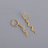 Sterling Silver Snake Hoop Earrings Punk Rock Jewelry