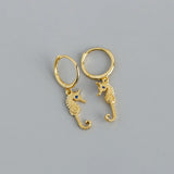 925 Silver Punk Animal Drop Earrings Seahorse/Dinosaur/Rhino/Bullhead