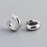 925 Silver Punk Rock C-type Stud Earrings Light Jewelry