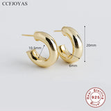 925 Silver Punk Rock C-type Stud Earrings Light Jewelry