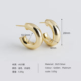 925 Silver Punk Rock C-type Stud Earrings Light Jewelry