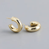 925 Silver Punk Rock C-type Stud Earrings Light Jewelry