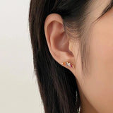925 Silver Rainbow CZ Zircon Earrings INS Circle Colorful Fine Jewelry