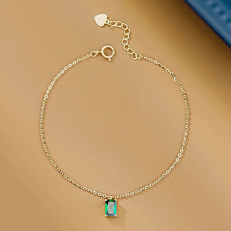 925 Silver Emerald Bracelet in Temperament Chian