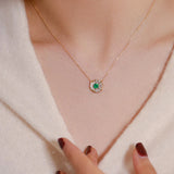 925 Silver Emerald Zircon Pendant Necklace Vintage Jewelry