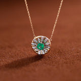 925 Silver Emerald Zircon Pendant Necklace Vintage Jewelry