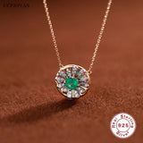 925 Silver Emerald Zircon Pendant Necklace Vintage Jewelry