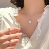 925 Silver Shell Love Pendant Necklace Women Red Chain Fine Jewelry