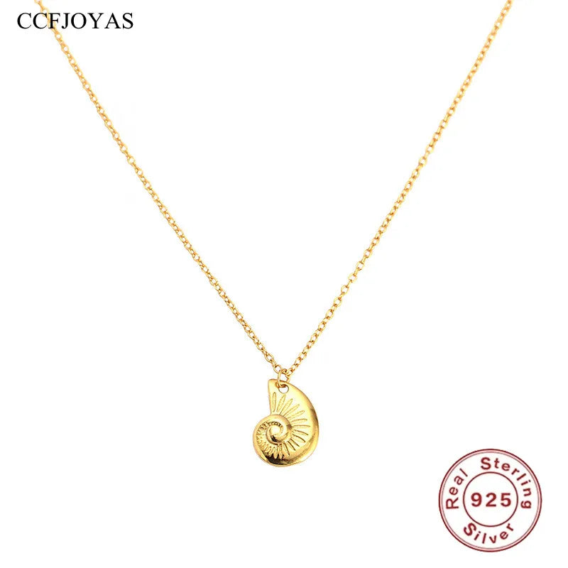925 Silver Shell Necklace for Women Conch Clavicle Necklace