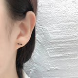 925 Silver Single Row 3 Zircon Stud Earrings Turquoise/Black/White CZ