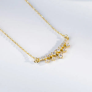 925 Silver Zircon Crown Pendant Necklace 14k Plated Women Wedding Chain
