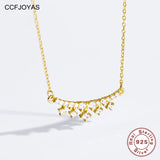925 Silver Zircon Crown Pendant Necklace 14k Plated Women Wedding Chain